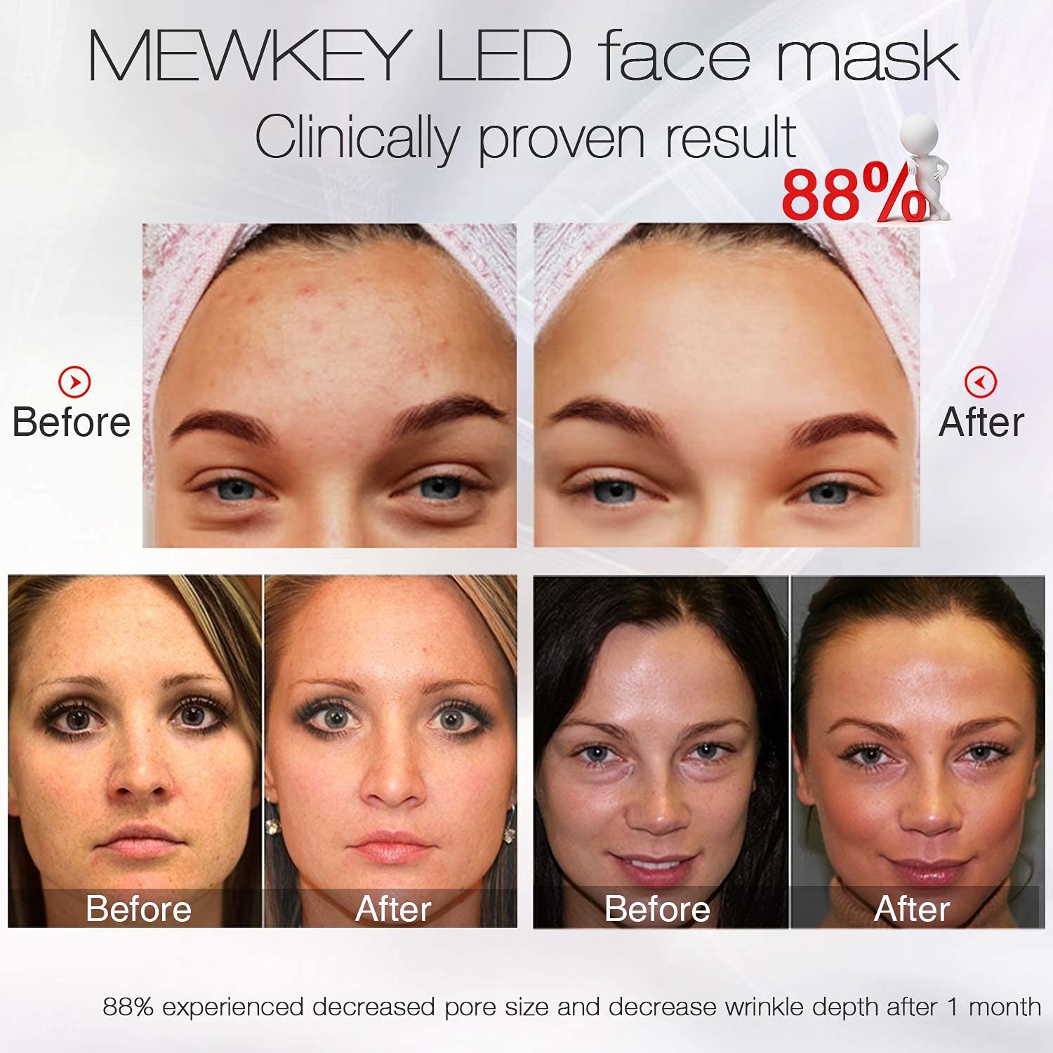 NEWKEY Led Face Mask Light Therapy, 7 Led Light Therapy Facial Skin Care Mask - Blue & Red Light for Acne Photon Mask - Korea PDT Technology for Acne Reduction - Image 2